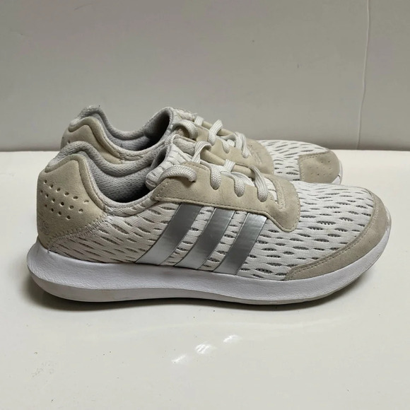 Adidas running cloud foam grey white 3  stripe shoes Sz 7.5 - Picture 3 of 10
